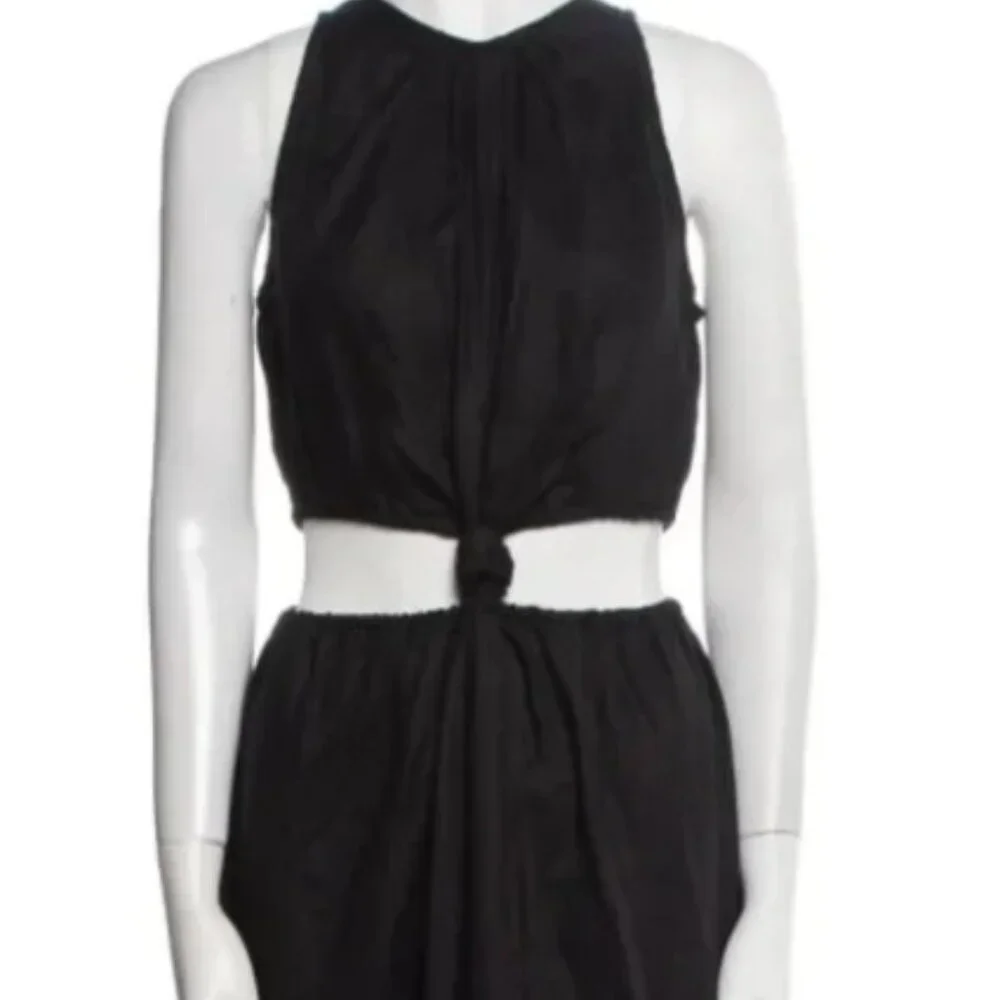NWOT Faithfull The Brand Zeta Linen A Line Cut-out Midi Dress in Black S $329 - Picture 11 of 12